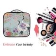 thumbnail image 6 of FORMRS Travel Makeup Bag Large Capacity Train Case Cosmetic Organizer with Adjustable Dividers, Green Floral Cranes Pattern, 6 of 8