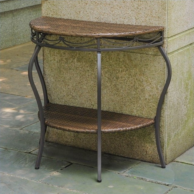 International Caravan Table de Patio Valencia Demi-Lune en Marron Antique