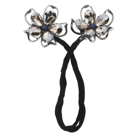 Raindrops Rhinestone Bun Maker Hair Tool for Women Intricate Weaving Black 1 Pcs