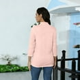 thumbnail image 4 of Mock Neck Tops for Women Loose Fitting 3/4 Sleeve Shirt Cozy Casual Fitted Basic Tees Lightweight Comfy Pullover Light pink L, 4 of 7