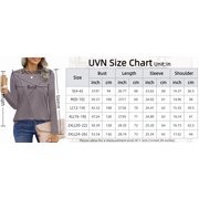 UVN Blouses for Women Pleated Long Sleeve Shirts Casual Crew Neck Tunic Tops