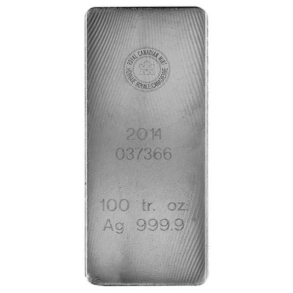 Vintage 100 oz Royal Canadian Mint (RCM) Silver Bar .9999 Fine