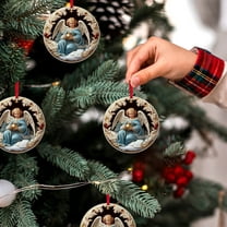 AuroraX Contemporary Christmas Decoration Wooden Hanging Angel Keepsake Ornaments Pastel Color Printed for Christma Tree,Home Decor