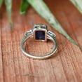 thumbnail image 3 of Blue Sapphire Ring, 925 Sterling Pure Silver Ring, Sapphire Gemstone Ring, Emerald Cut Sapphire Ring, Charm Ring, Personalized Gift Ring,,,,, 3 of 4