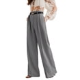 thumbnail image 3 of Women'S High-Waisted Elegant Straight-Cut Business Suit Pants Gray L, 3 of 10