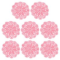Fabric Coasters, 8pcs 4" - Cotton Woven Crochet Doilies, Lace Embroidery Cup Mat with Floral Pattern for Wedding Party Decoration (Light Rose Red)