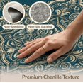 thumbnail image 6 of ODIKA 2'x3' Washable Throw Rug Non-Slip, Low Profile, Flatwoven, Easy Care Teal Boho Bug Intricate Motif Symmetrical Framing Turquoise for Hallway, Study Room, 6 of 7