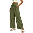 thumbnail image 5 of cocolona Womens Summer Casual Linen Pants Elastic Waist Drawstring Wide Leg Vacation Beach Pants with Pockets, 5 of 5