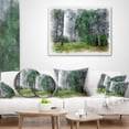 thumbnail image 3 of Designart Green Forest Watercolor Drawing - Landscape Printed Throw Pillow - 16x16, 3 of 4