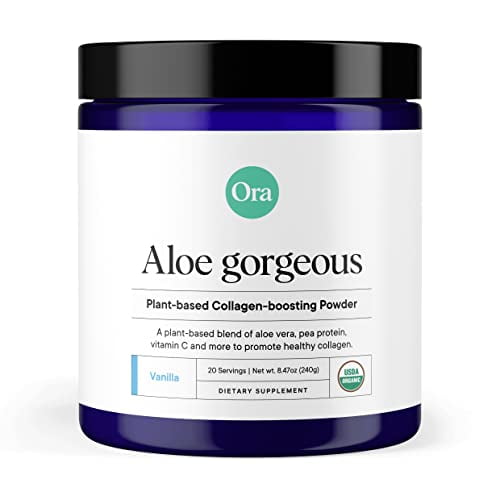 Ora Organic Vegan Polvo potenciador de colágeno para mujeres y hombres - Soporte para cabello, piel y uñas - Sílice de bambú, proteína a base de plantas, vitamina C orgánica, aloe vera - Sabor a vaini