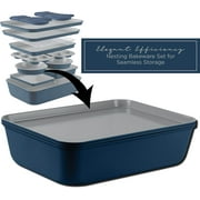 Country Kitchen Baking Set, 13-Piece Nonstick Stackable Design, Denim