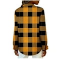 thumbnail image 5 of GaThRRgYP Sweatshirts for Women under $10,Women's Long Sleeve Plaid Daily Print Button-Up Flared Shirt Fashion Loose Casual Top Yellow S, 5 of 6