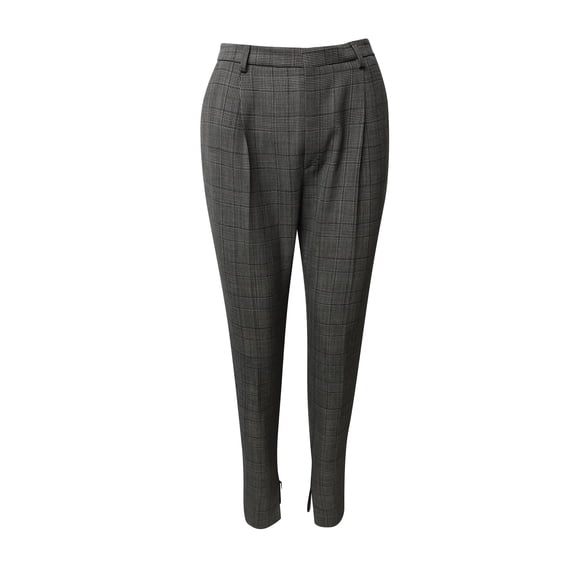 Pre-Owned Saint Laurent Checked Slim Trousers in Grey Wool