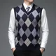 thumbnail image 1 of ¡5 colores! Suéter de punto sin mangas con cuello en V y chaleco de lana para hombre, otoño e invierno 2023, chaleco con estampado de cuadros, 1 of 5