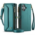 thumbnail image 2 of CaseMe Funda de Cuero para iPhone 16 Plus con 10 Tarjeteros con Ranura para Billetes con Cierre, Correa de Muñeca de Hombro Magnética de Cuero Suave de PU para Funda Tipo Billetera para Mujer, 2 of 13