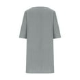 thumbnail image 5 of Meichang Women's Summer Shirt Dress Cotton Linen Knee Length Dresses 3/4 Sleeve Keyhole Neck Loose Fit Casual Dresses Beach Tshirt Dresses, 5 of 6