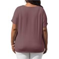 thumbnail image 4 of Plus Size Summer Short Sleeve Women V Neck Solid Casual Tee Shirt, 4 of 5