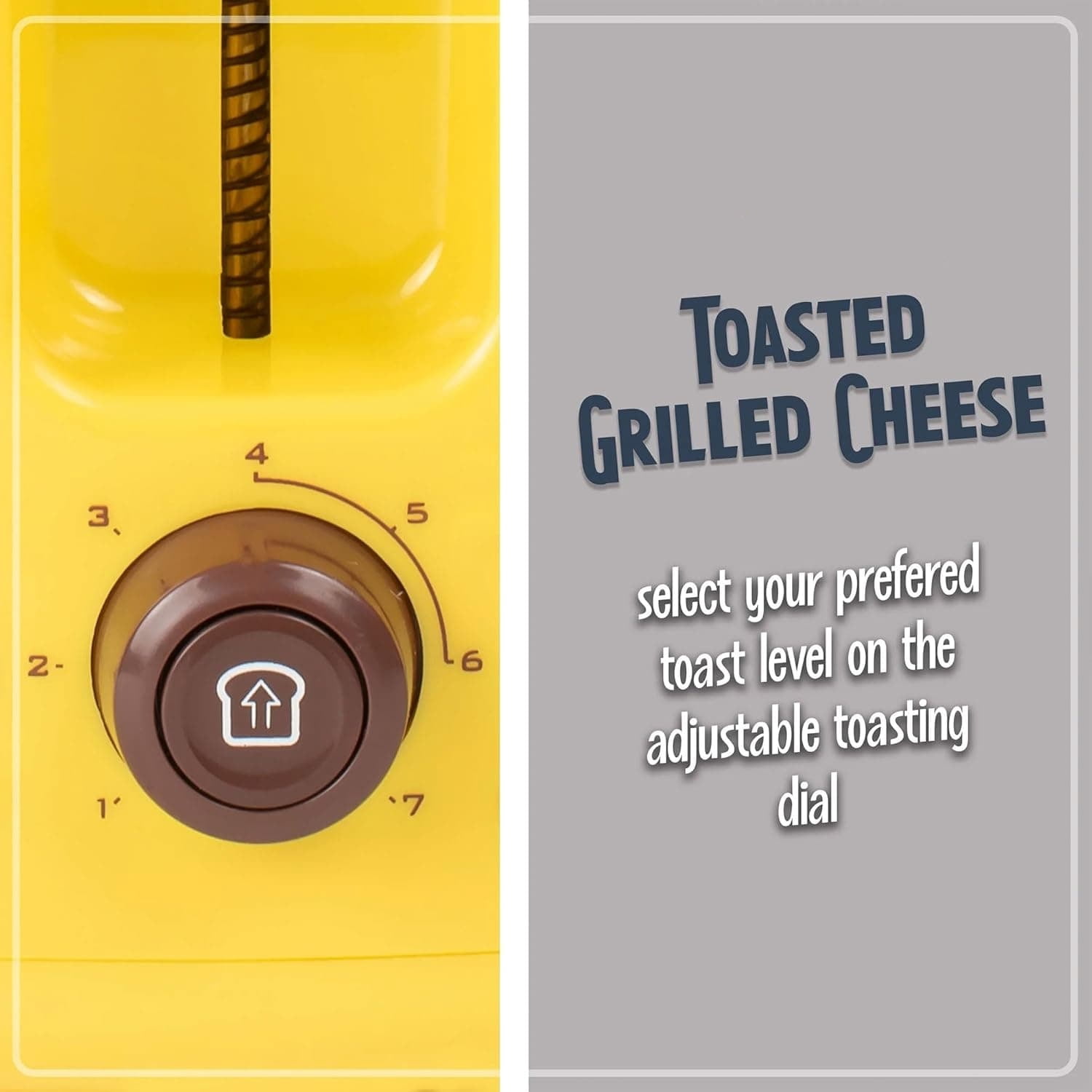 Grilled Cheese Sandwich Toaster with Easy-Clean Toasting Baskets - Adjustable Toasting Dial and Extra Wide Slots - Yellow