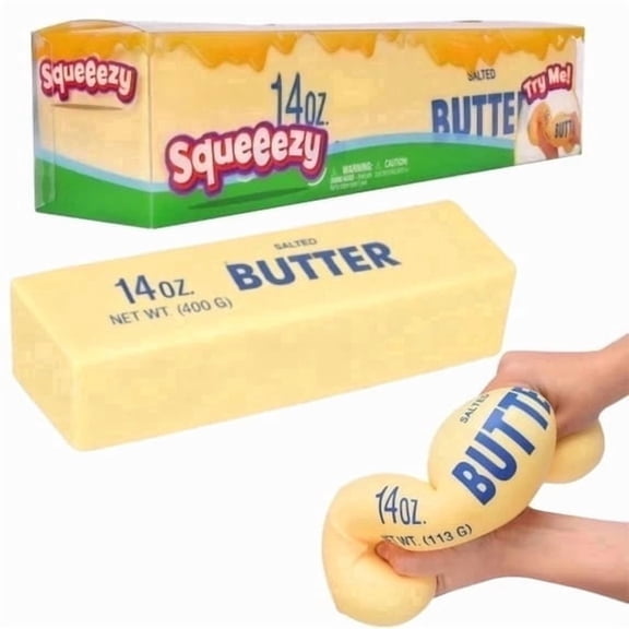 Jumbo 14oz Butter Squishy Dumpling Toys Cheese Squishy , Squeezy Butter Shape Stress Ball Slow Rising Food Fidget Toyfor Stress Relief & Anxiety Relaxation