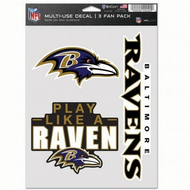 Wincraft 9416607788 NFL Baltimore Ravens Decal Multi Use Fan - Pack of 3