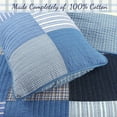 thumbnail image 2 of Cozy Line Home Fashions Blue Jean Plaid Stripe Tartan Patchwork Cotton Twin Reversible Quilt Bedding Set, 2 of 6