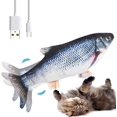 thumbnail image 2 of Pez de juguete eléctrico con hierba gatera, juguete interactivo con USB, pez de simulación de peluche para que el gato juegue, muerda, mastique y patee, 2 of 7