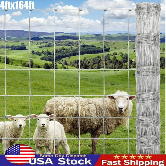 Farm Fence 4ft x 164ft Heavy Duty Galvanized Cattle Fence Animals Protection