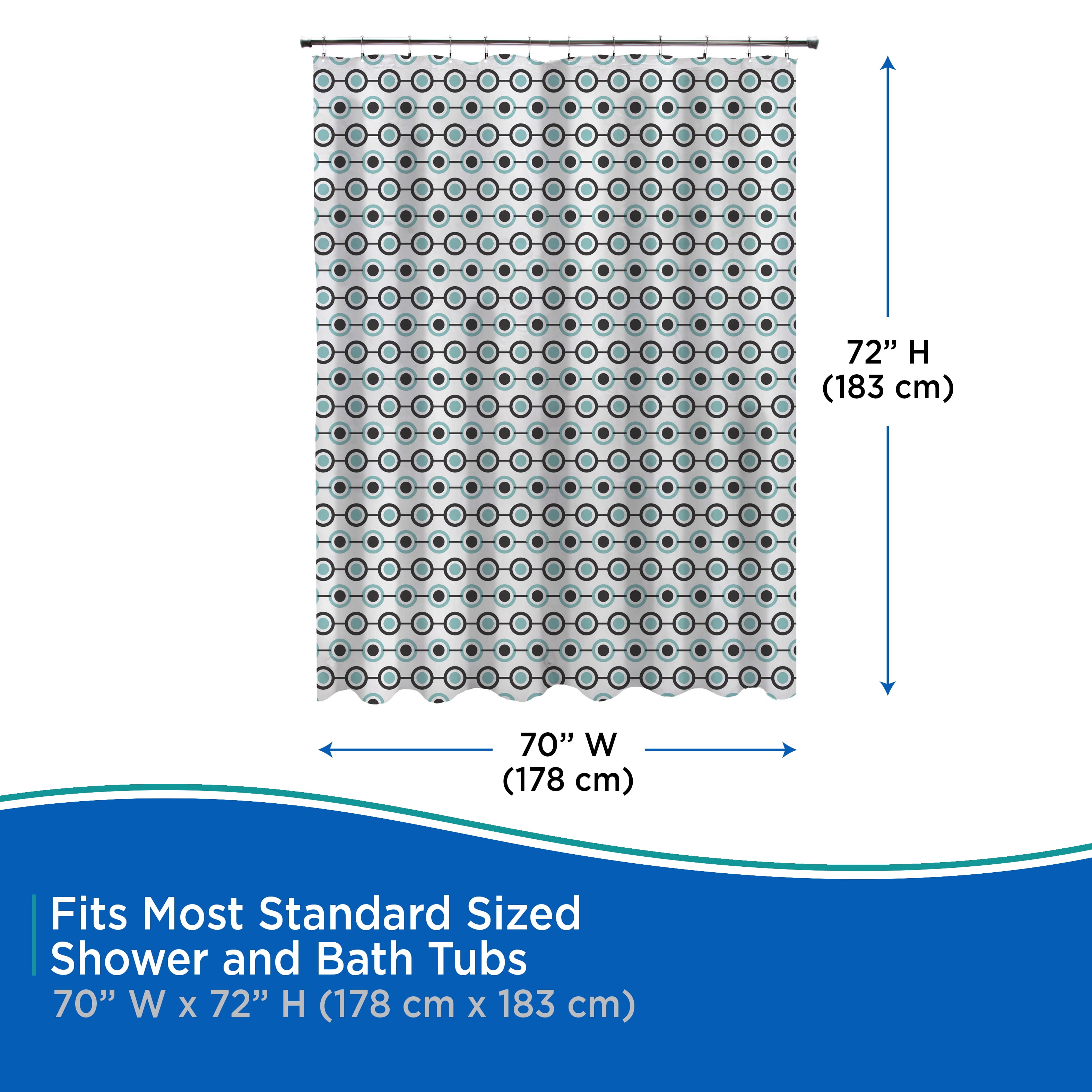 Kenney Medium Weight Decorative PEVA Shower Curtain Liner, 70" W x 72" H, Lots of Dots