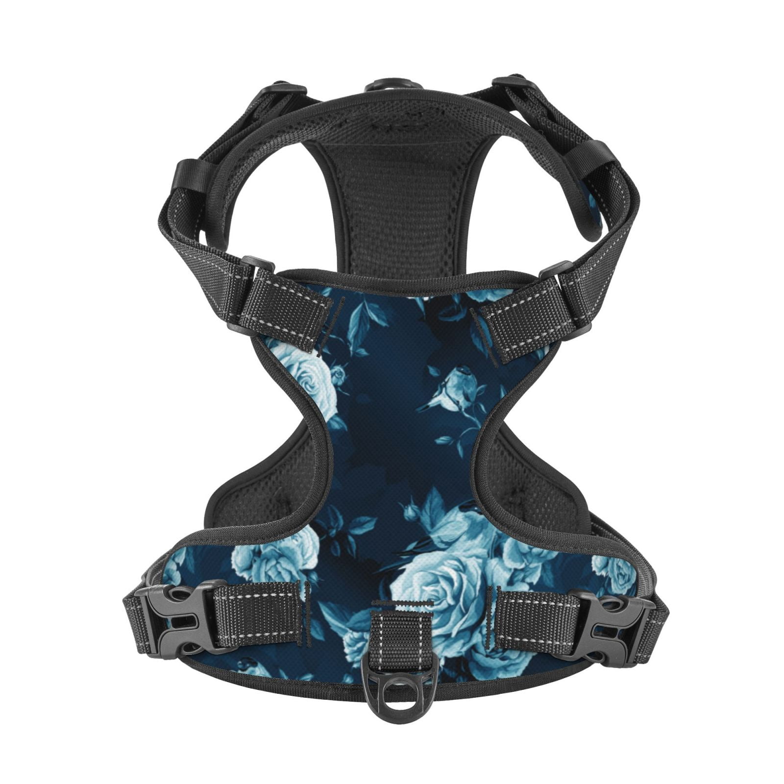 Kdxio Ink Rose Print No Pull Dog Harness Adjustable Reflective Oxford Easy Control Medium Large Dog Harness for Training and Everyday-Medium