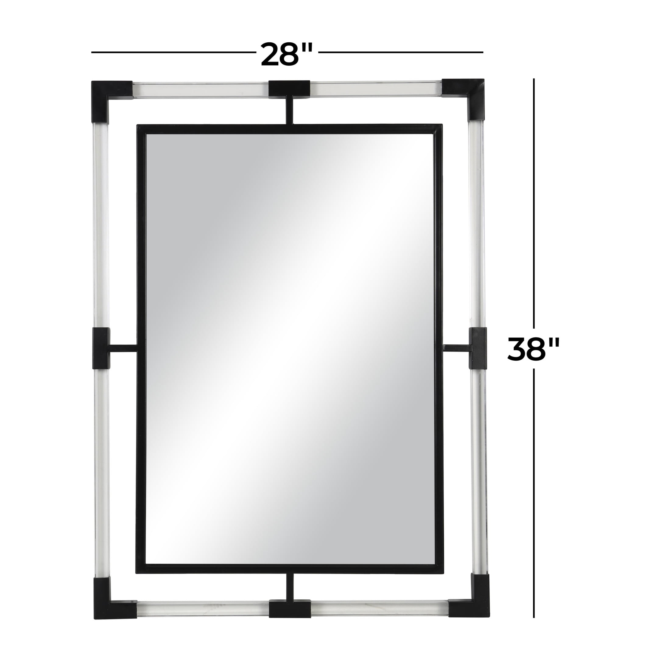 DecMode 28" x 38" Black Double Framed Wall Mirror with Acrylic Frame