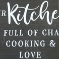 thumbnail image 6 of Parisloft Our Kitchen Is Full Of Chaos Cooking And Love Wood Tabletop Sign, Rectangle Black Wood Block Kithen Sign with a Wood Beaded Jute Tassel, Farmhouse Rustic Kitchen Decor, 7.625 x 5.875 inches, 6 of 8