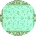 thumbnail image 1 of Ahgly Company Indoor Round Oriental Turquoise Blue Modern Area Rugs, 5' Round, 1 of 4