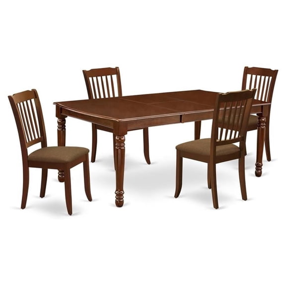 Pemberly Row 5-piece Wood Dining Set with Linen Seat in Mahogany