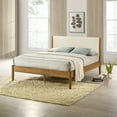 thumbnail image 3 of Roundhill Furniture Vichy 3-Piece Rubberwood Bedroom Set with Corduroy Upholstered Queen Bed and 2 Nightstands, 3 of 14