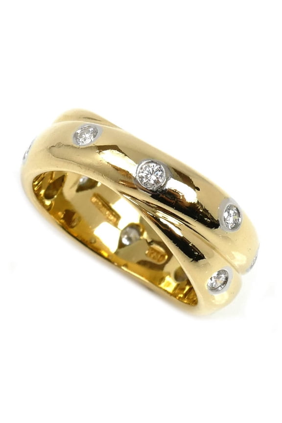 Pre-Owned TIFFANY & Co. 18KYG/Pt950 Dots Ring with Diamonds, Size 10, 8.6g, Women's (Good)