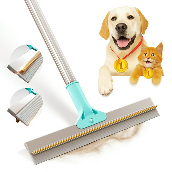 Fido Fave Carpet Rake for Pet Hair Removal: 2-in-1 Pet Hair Broom & Carpet Brush with 51" Adjustable Handle and TPU Carpet Scraper Teeth, Reusable Dog Hair Remover Tool