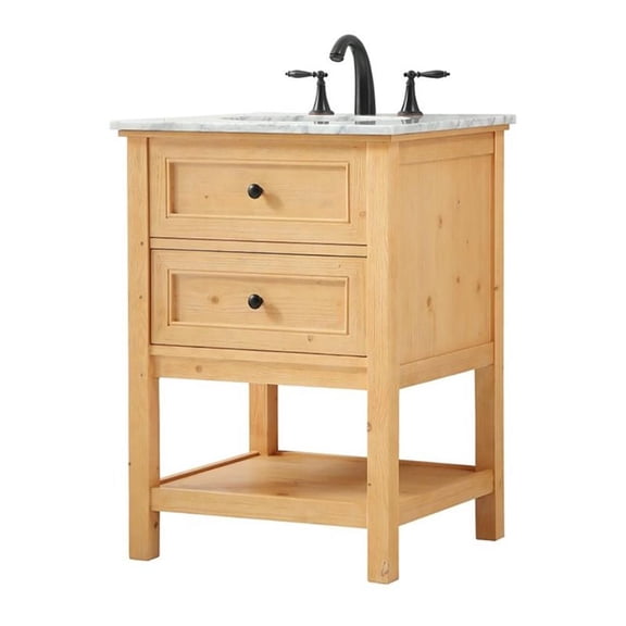 Elegant Decor Metropolis 24" Aluminum MDF Single Bathroom Vanity in Natural Wood