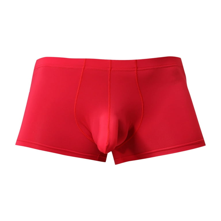 Qcmgmg Men's Plus Size Underwear Breathable Low Rise Stretch  Moisture-Wicking Boxer Briefs Red 2XL 
