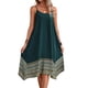 thumbnail image 3 of Vestido Bohemio con Bloques de Color para Mujer, Estilo Hawaiano, con Tirantes Finos y Vuelo. Verde M, 3 of 9
