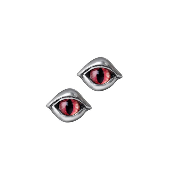Alchemy of England Demoneye Red Glass Eyes Pewter Gothic Style Stud Earrings