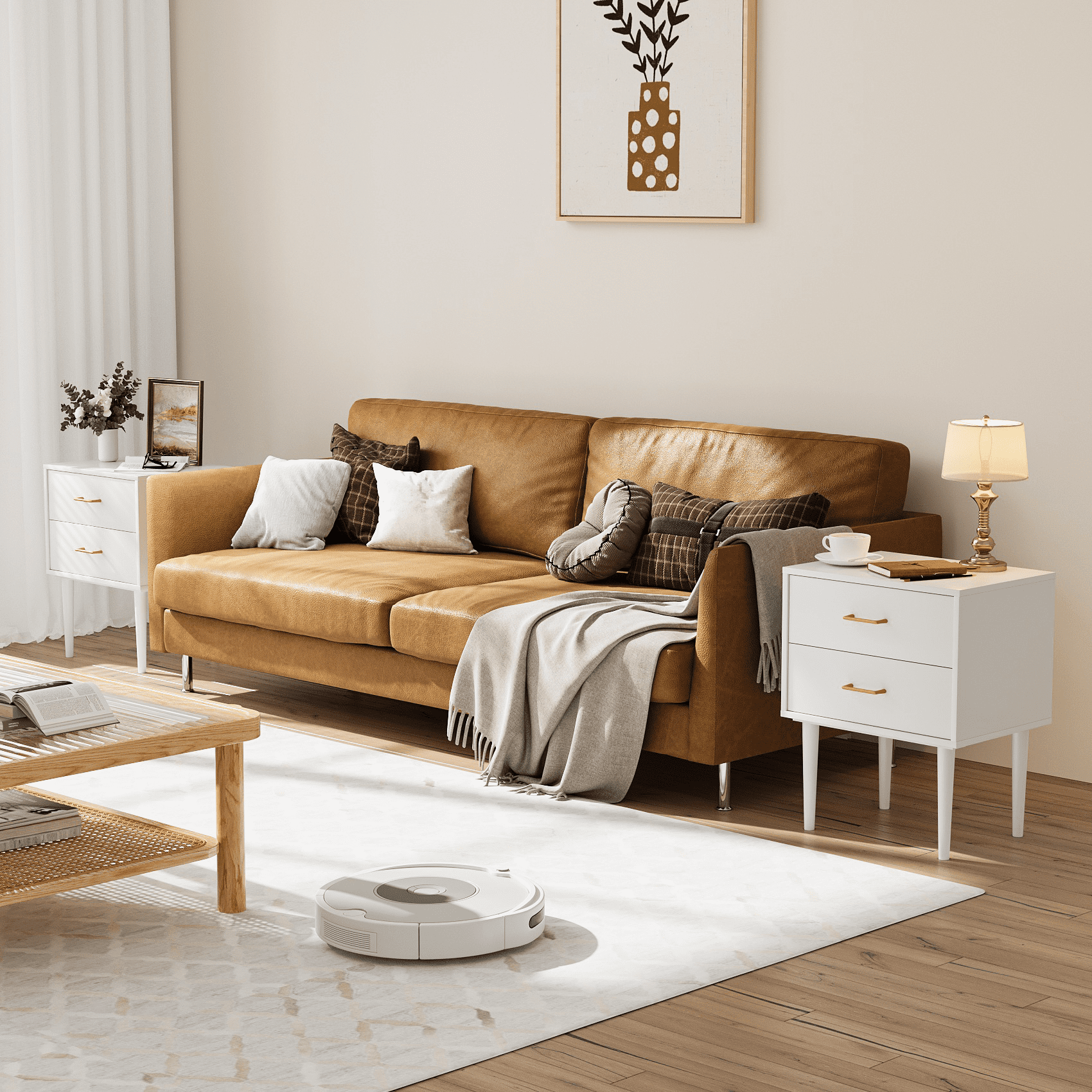 Semiocthome Nightstand with 2 Drawers, Bedside Table for Bedroom, End Tables for Living Room, White