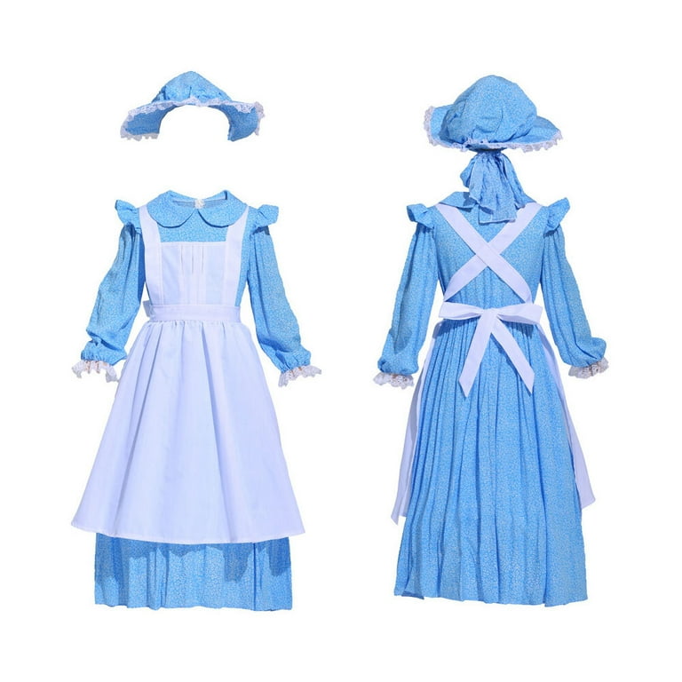 blue pioneer dress Girls Pioneer Dress with Bonnet
