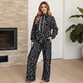 thumbnail image 4 of Yuyamidu Matching Sweatsuit Yoga Golf Sport Tracksuits Long Sleeve Pullover Sweatshirt Wide Leg Drawstring Sweatpants 2pcs Black Leopard Print Women's Lounge Sets Spring Fall Winter Loungewear, 4 of 7