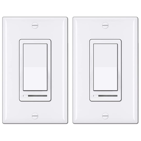BESTTEN 2 Pack Dimmer Light Switch, Universal Lighting Control, Single Pole or 3 Way, Compatible with LED Dimmable Lamp, CFL, Incandescent, Halogen B