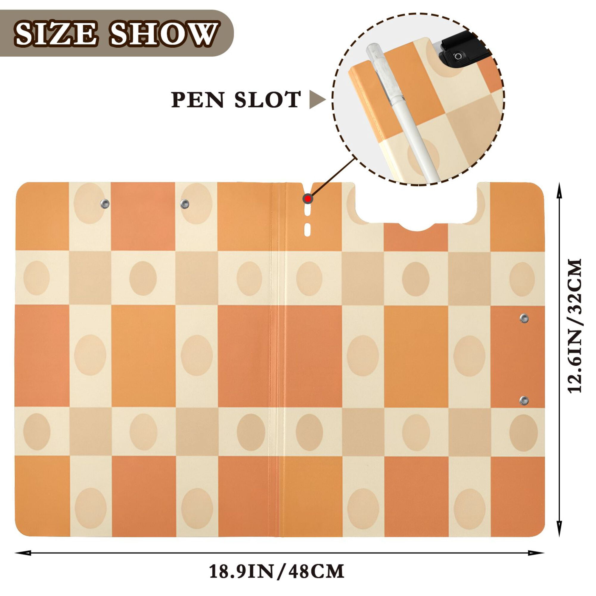 FORMRS A4 Clipboard Folder with Pen Holder Horizontal Foldable School Office Binder, Geometric Pattern