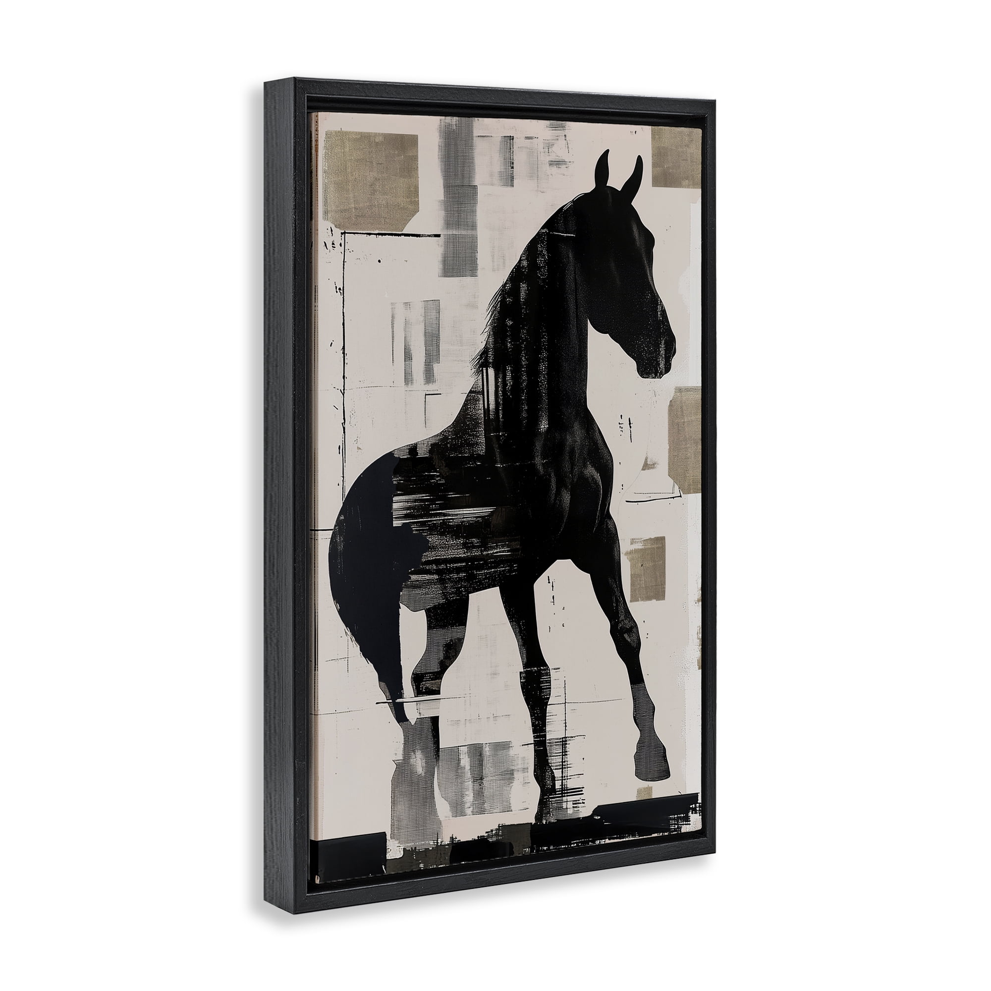Equinity Horse Silhouette Black Framed Floater Canvas Wall Art, design by Annabelle Hall