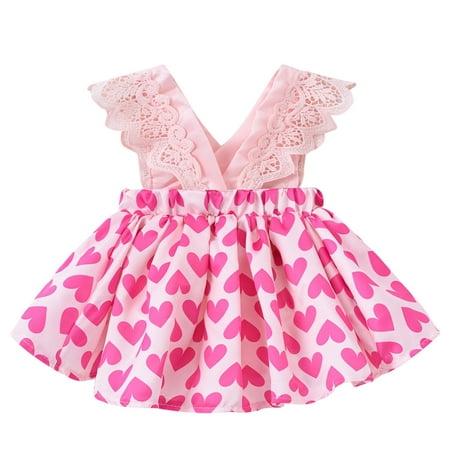 

EHTMSAK Newborn Infant Baby Toddler Girl 2PCS Clothing Set Summer Sleeveless Lace Bodysuit and Plaid Dress Set Outfits Ruffle with Headband Pink 0-2Y 80