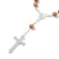 thumbnail image 3 of Religious Prayer Pine Wood Beaded Rosary Bracelet Virgin Mary Crucifix Cross Long Charm Bracelet for Easter Platinum 7-3/8 inch(18.7cm), 3 of 4