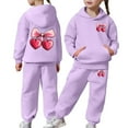 thumbnail image 2 of WMQPNNS Girls Sweatsuit Set 2 Piece Outfits Boys Oversized Sweatshirt and Baggy Sweatpants with Pockets Tracksuit Set(Size 6-7 Years, Purple), 2 of 7