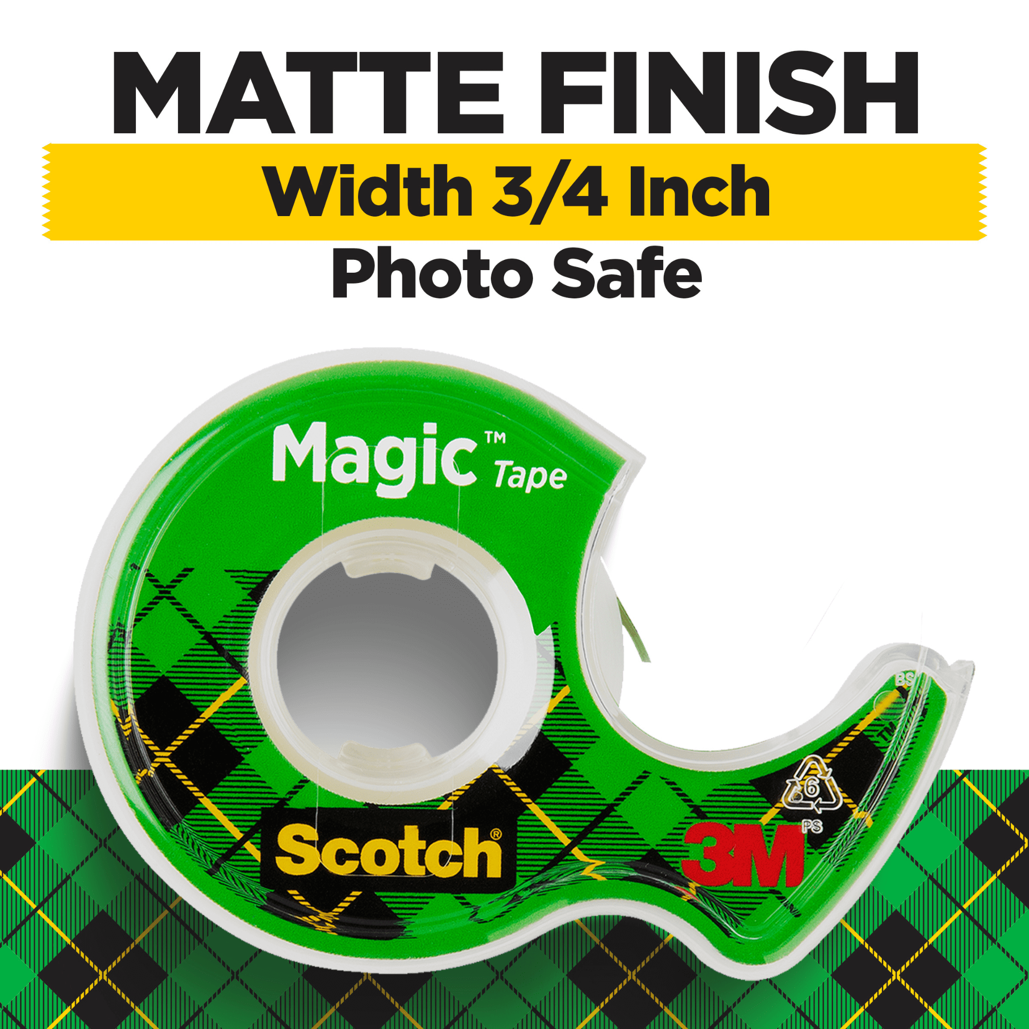 Scotch Magic Tape on Dispenser [Invisible Matte Finish]: 3/4 in. x 300 in. (Translucent) [18-pack]
